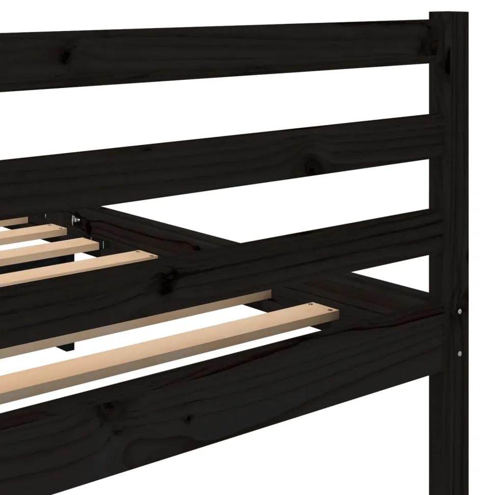 Cadru de pat 5FT King Size, negru, 150x200 cm, lemn masiv Negru, 150 x 200 cm