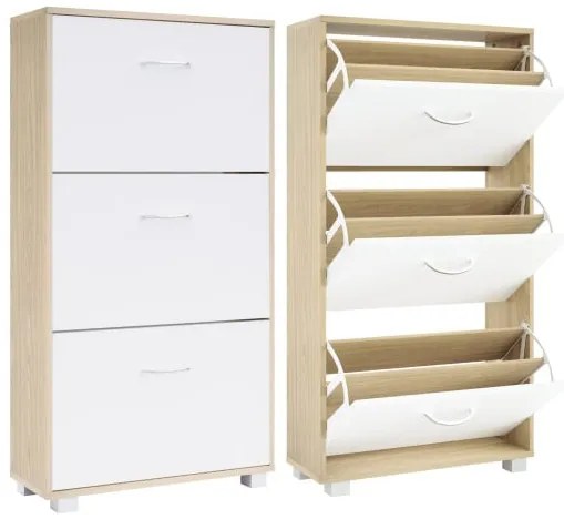 Deuba Dulap pantofi 115x60x24 cm - stejar/alb