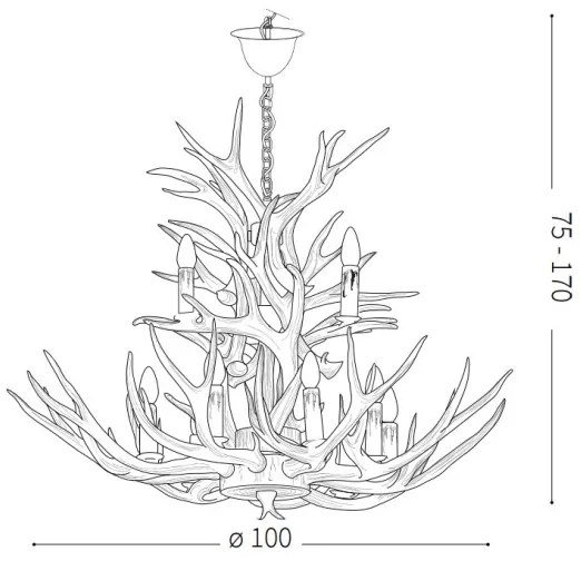 Ideal Lux - Candelabru CHALET 12xE14/40W/230V pe lanț, design coarne