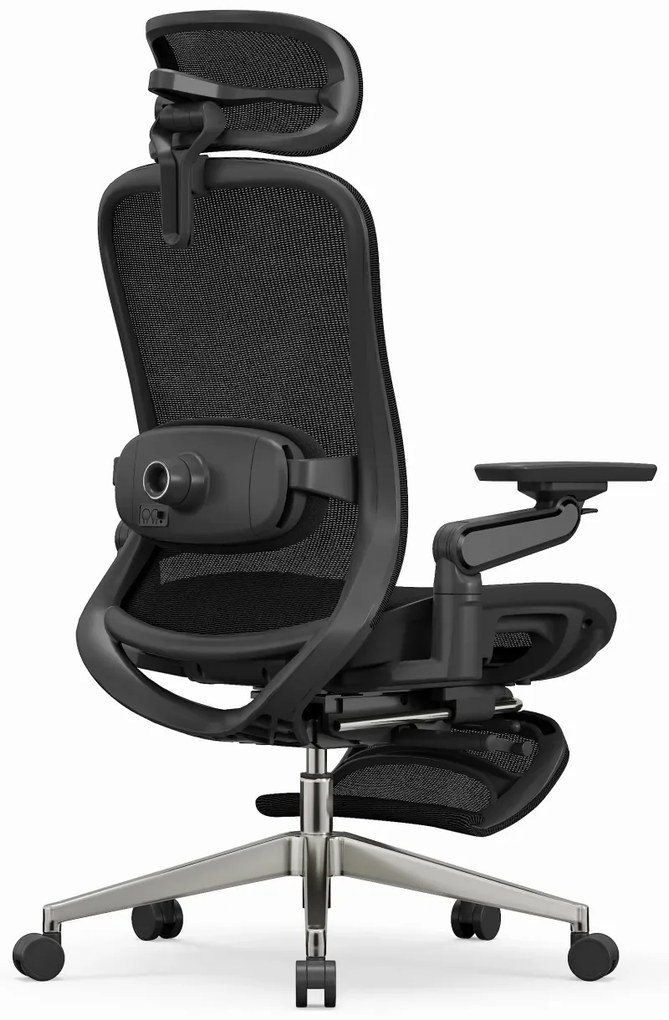 SYNO-H-MF Scaun ergonomic, suport lombar cu Masaj, sezut translatabil, cotiere 6D, tetiera 2D, suport picioare, Mesh, Negru
