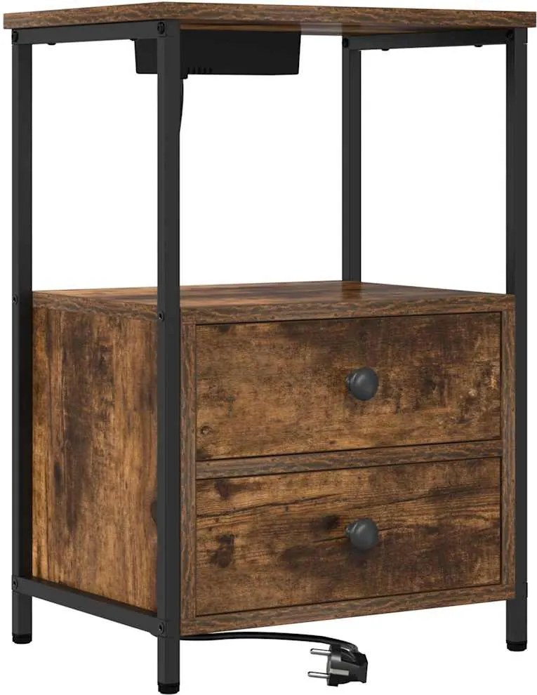 vidaXL Dulap de noapte Stejar fumuriu 40 x 31 x 60 cm Lemn compozit