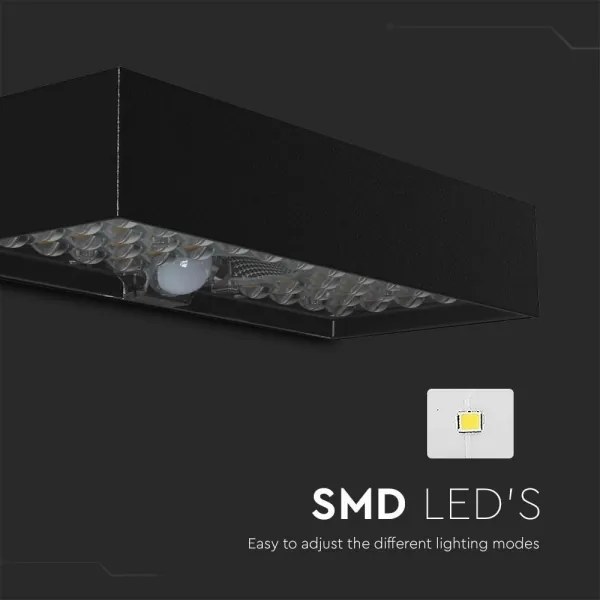 Aplică LED solară cu senzor LED/6W/3,7V IP65 4000K negru