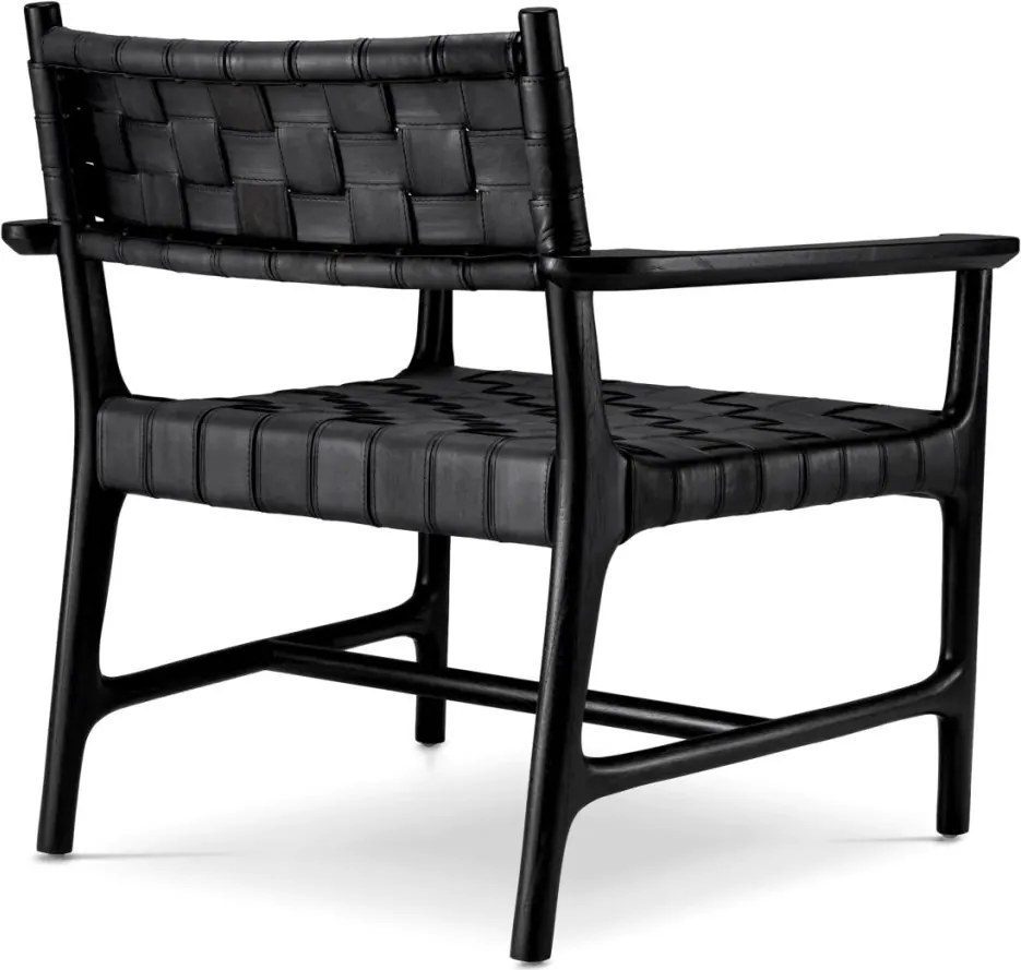 Fotoliu design LUX, Piele clasica neagra, Lemn, Tiberio