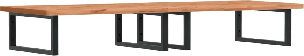 vidaXL Raft pentru lavoar montat pe perete, oțel și lemn masiv fag