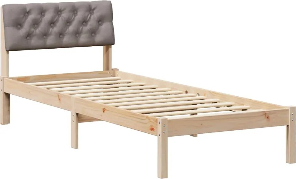 vidaXL Cadru de pat Maroniu și taupe 75 x 190 cm Lemn masiv de pin