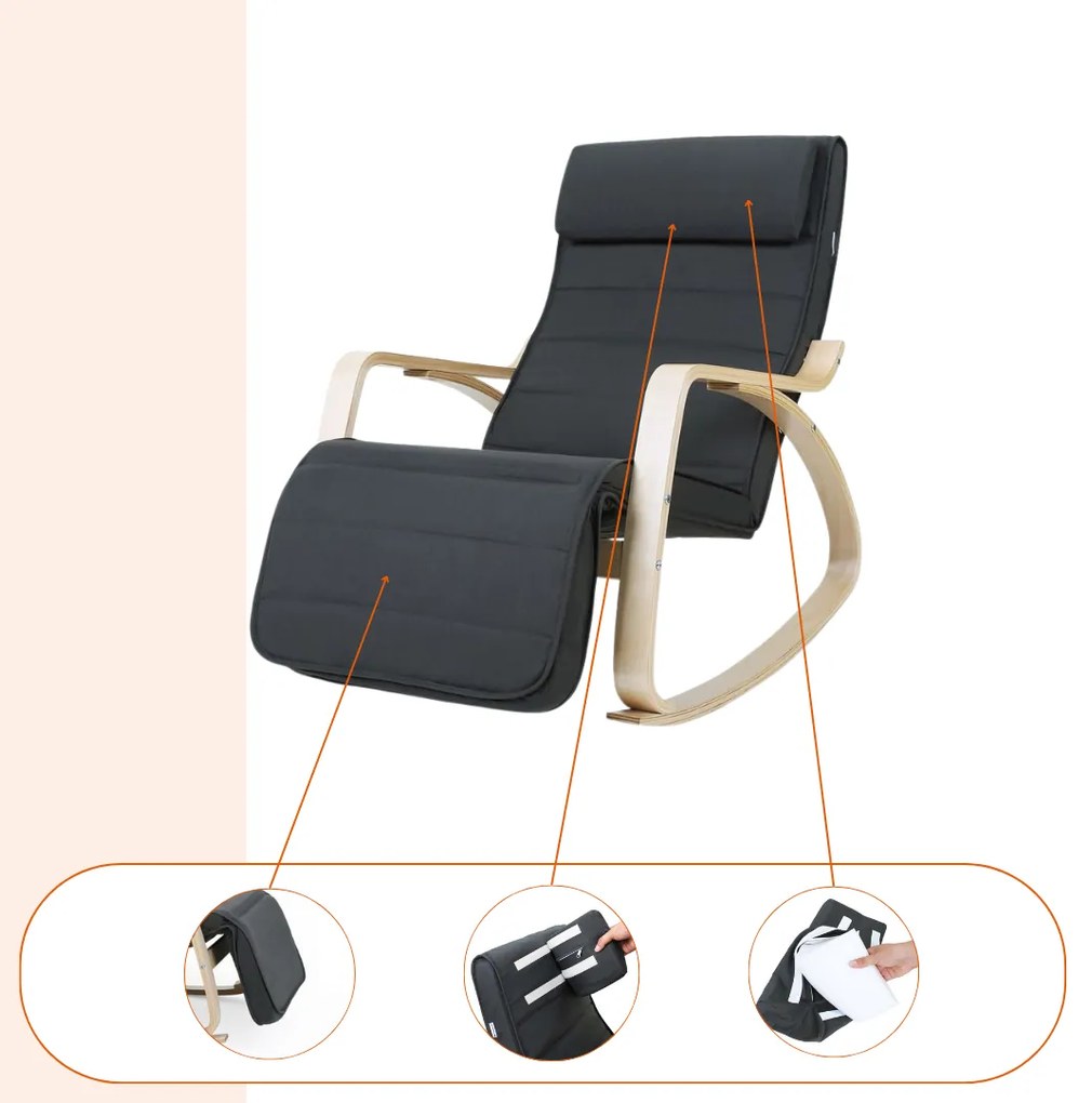 Jurhan Scaun balansoar SWING, capacitate max. 150kg, 67x115x91cm, antracit