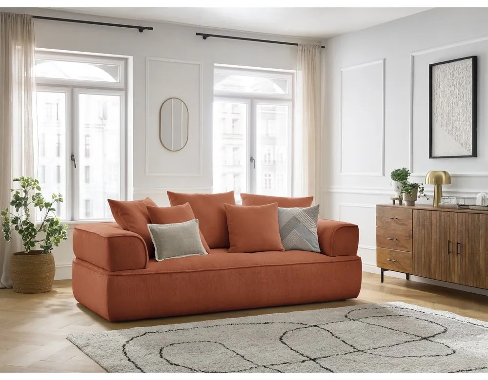 Canapea teracotă cu tapițerie din chenille 237 cm Whesley – Bobochic Paris