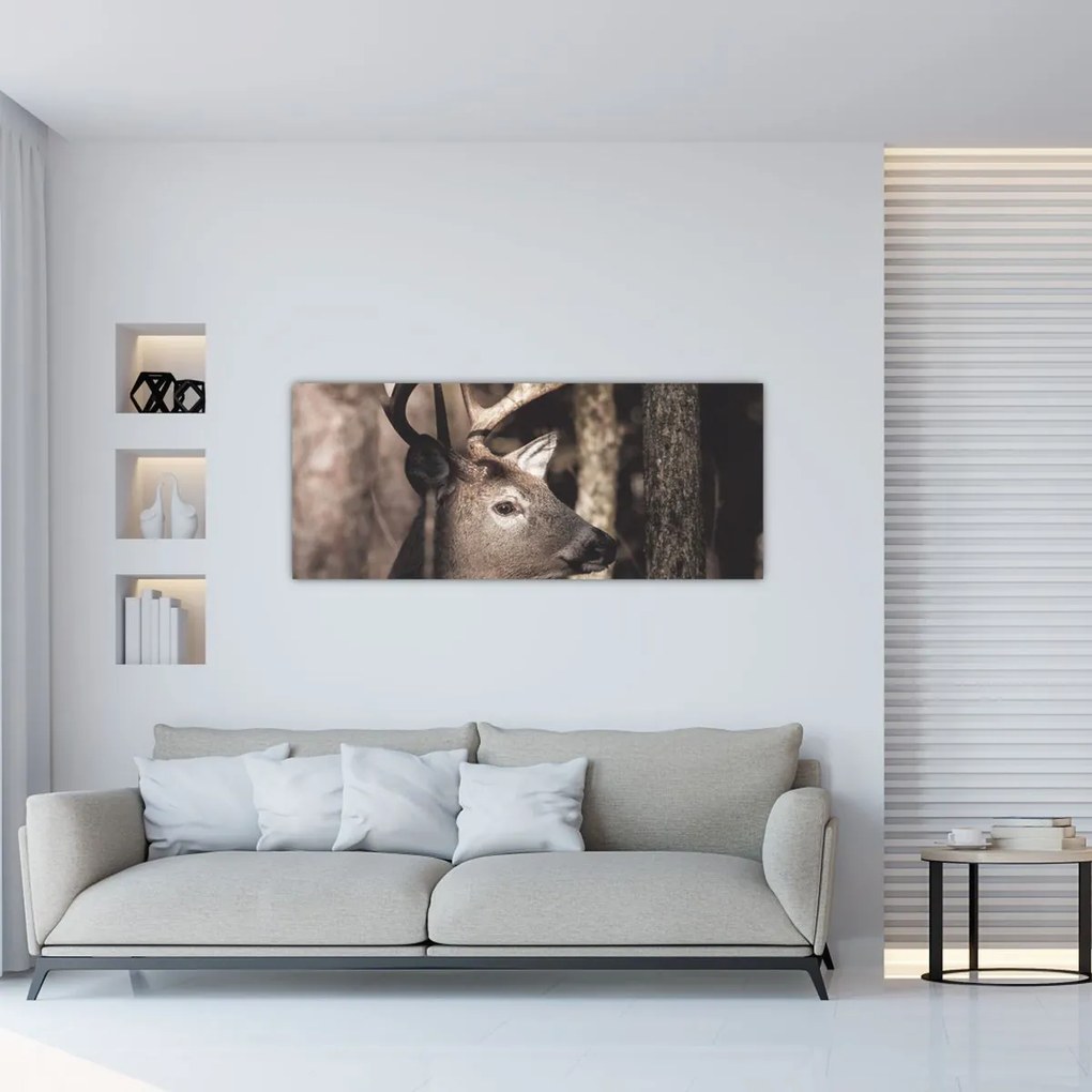 Tablou - Cerb în pădure (120x50 cm)