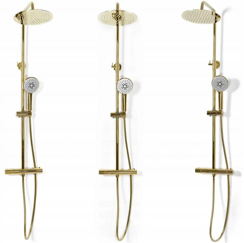 Baterie pentru dus Vincent gold reglabila - H 123,5 cm