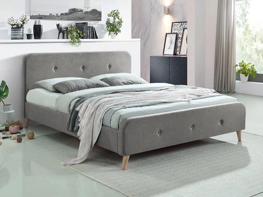 Pat matrimonial 160 cm Lomaha New (Gri) (cu somieră). Promo -17%. 1104272