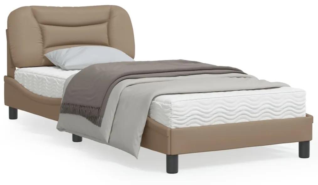 3213903 vidaXL Cadru de pat cu lumini LED cappuccino 90x190 cm piele ecologică