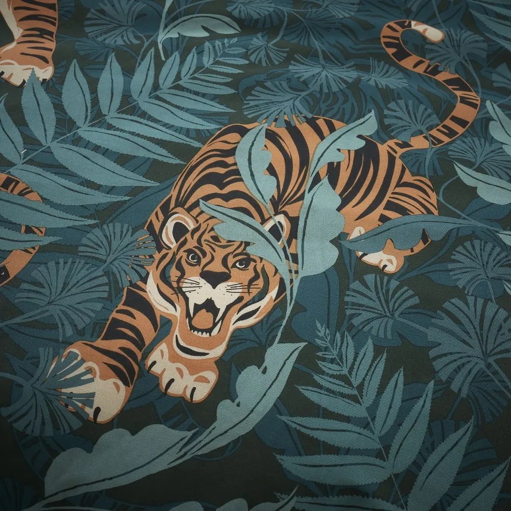 Lenjerie de pat verde-maro pentru pat dublu, extinsă 230x220 cm Tropic Tiger Leaf – Catherine Lansfield