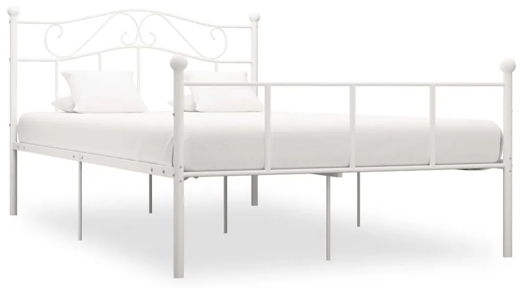 vidaXL Cadru de pat, alb, 120 x 200 cm, metal
