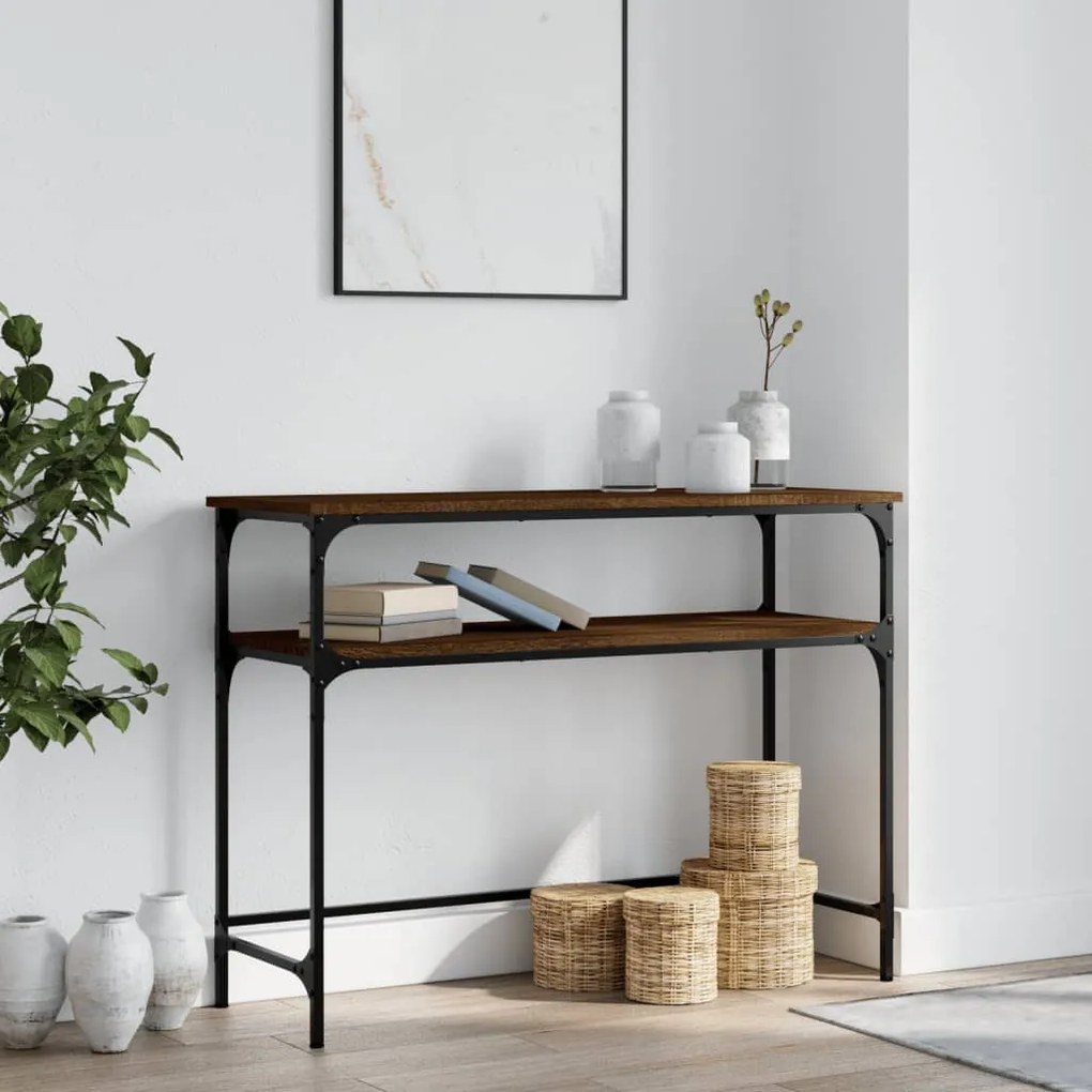 vidaXL Măsuță consolă, stejar maro, 100x35,5x75 cm, lemn prelucrat