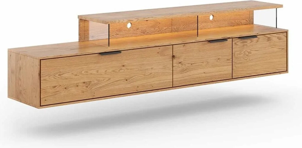 Comodă TV stejar masiv Tress I Suspendată, 200 × 39 × 57 cm