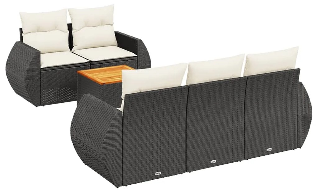 3257218 vidaXL Set mobilier de grădină cu perne, 6 piese, negru, poliratan