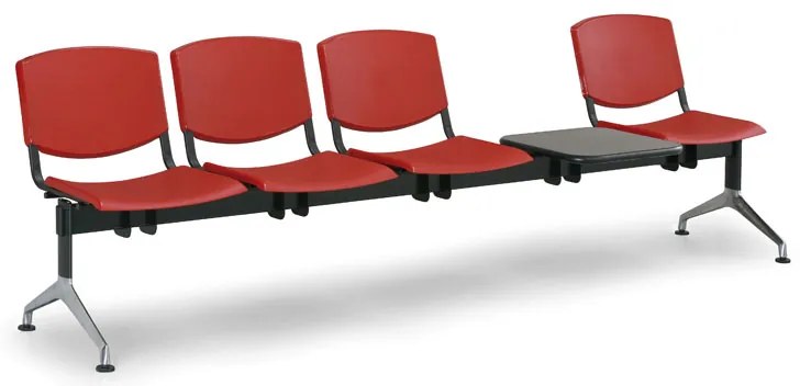 Bancă design plastic, 4 locuri + masă, neagră