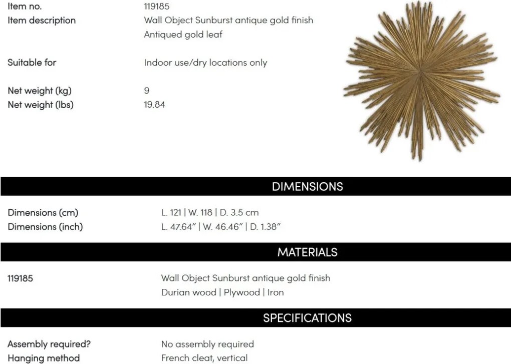 Decoratiune de perete LUX Sunburst