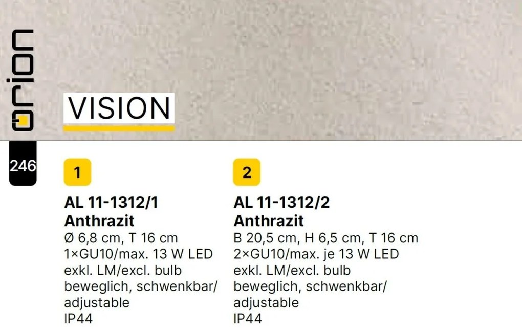 Aplica de exterior cu spoturi directionabile IP44 VISION 2L