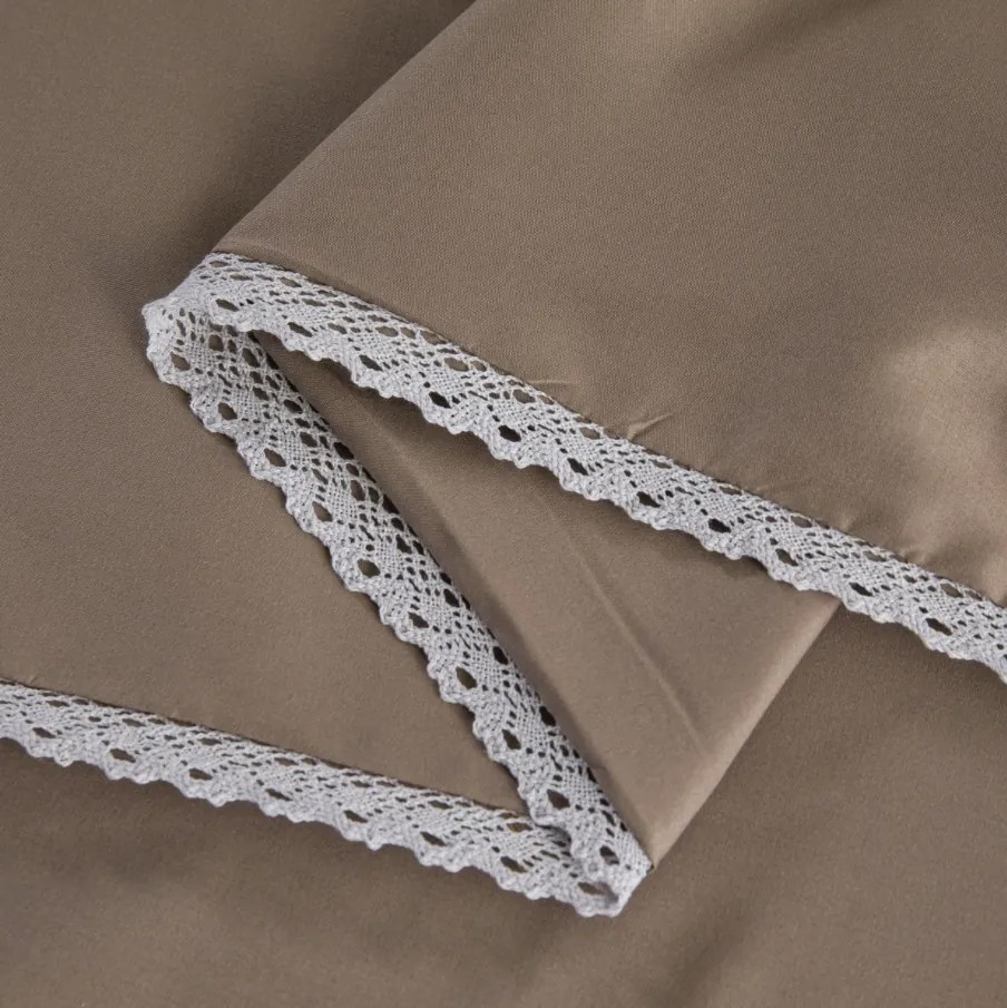 Lenjerie de pat din microfibra LACELLE maro inchis Dimensiune lenjerie de pat: 70 x 80 cm | 140 x 200 cm