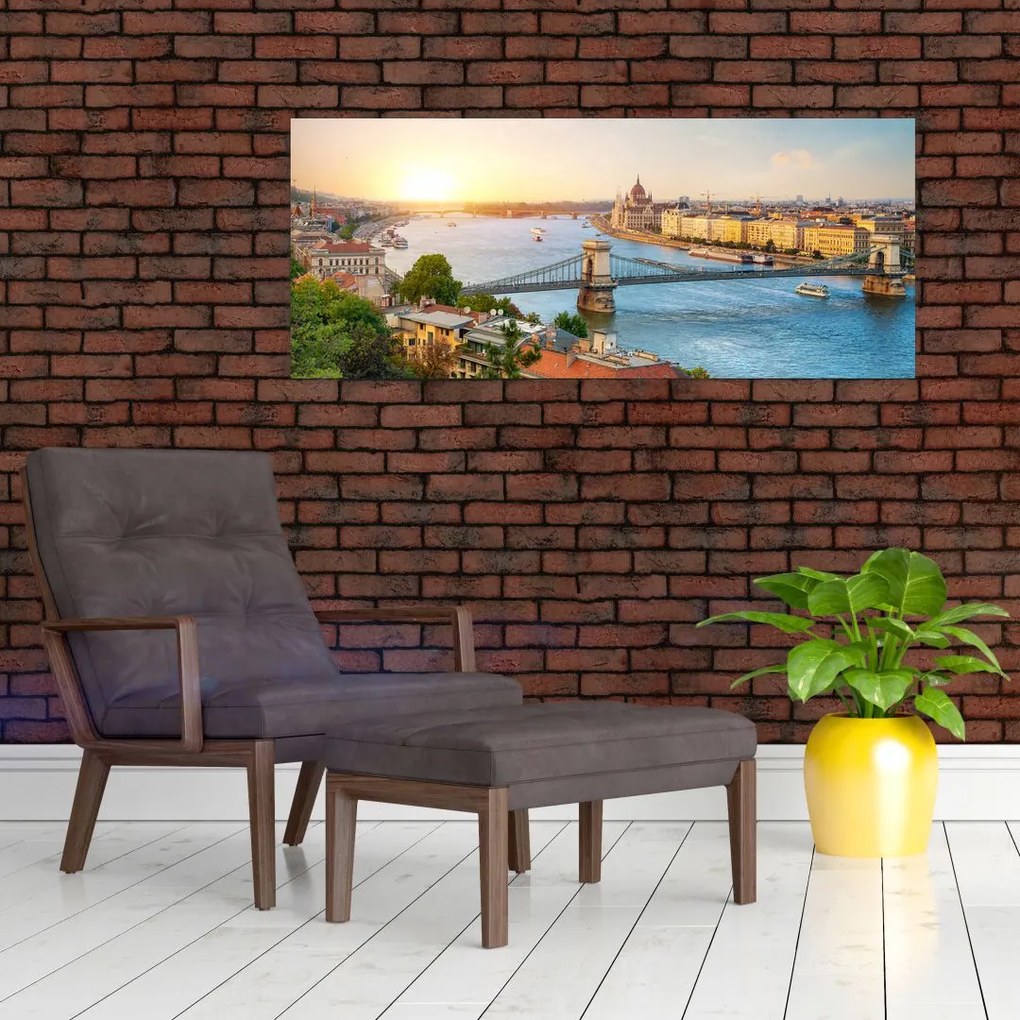 Tablou cu orașul Budapesta și râu (120x50 cm)