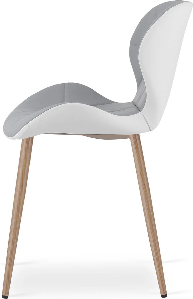 Scaun de dining MANGO din piele ecologica, gri-alb