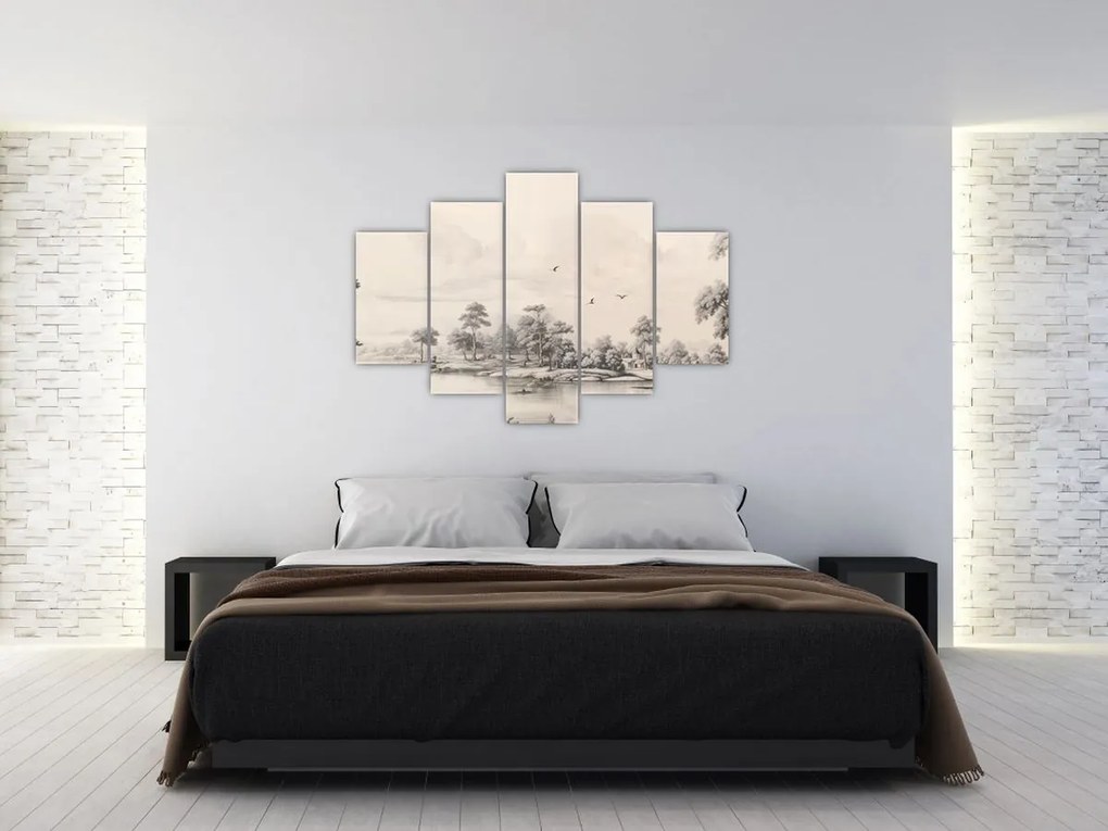 Tablou - Vintage peisaj desen peisaj (150x105 cm)