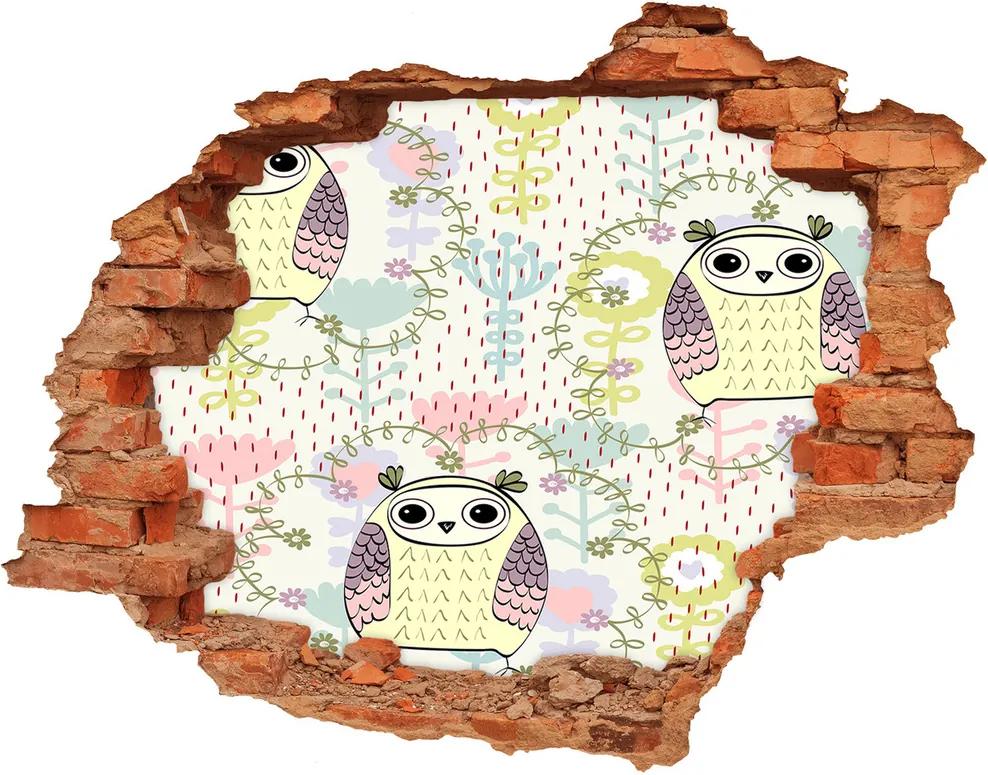 Autocolant de perete gaură 3D Owls