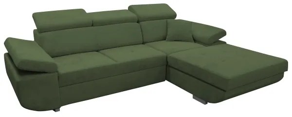 Colțar extensibil în L CASTELO, cu spațiu de depozitare, pe partea dreaptă, verde