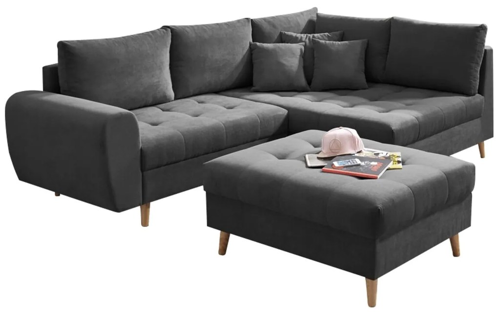 Coltar dreapta Alice, 3 locuri, 249 x 175 x 94 cm, PAL/lemn/poliester, antracit