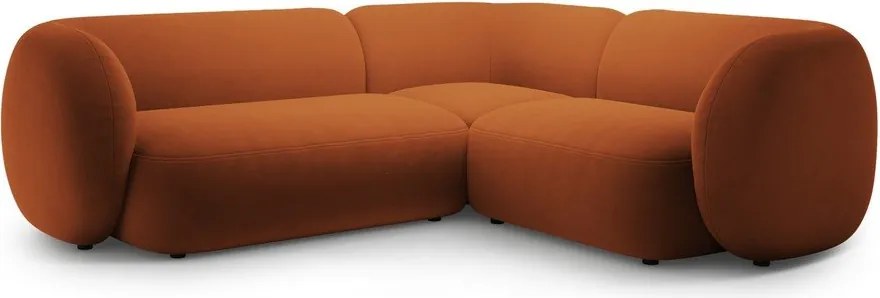 Colțar teracotă cu tapițerie din catifea (cu colț pe partea dreaptă/în formă de ”L”) Kate – Micadoni