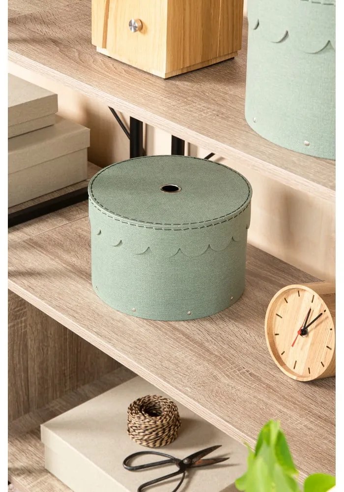 Cutii de depozitare verde-mentă 2 buc. din carton cu capac ø 26x17,5 cm Wilma – Bigso Box of Sweden