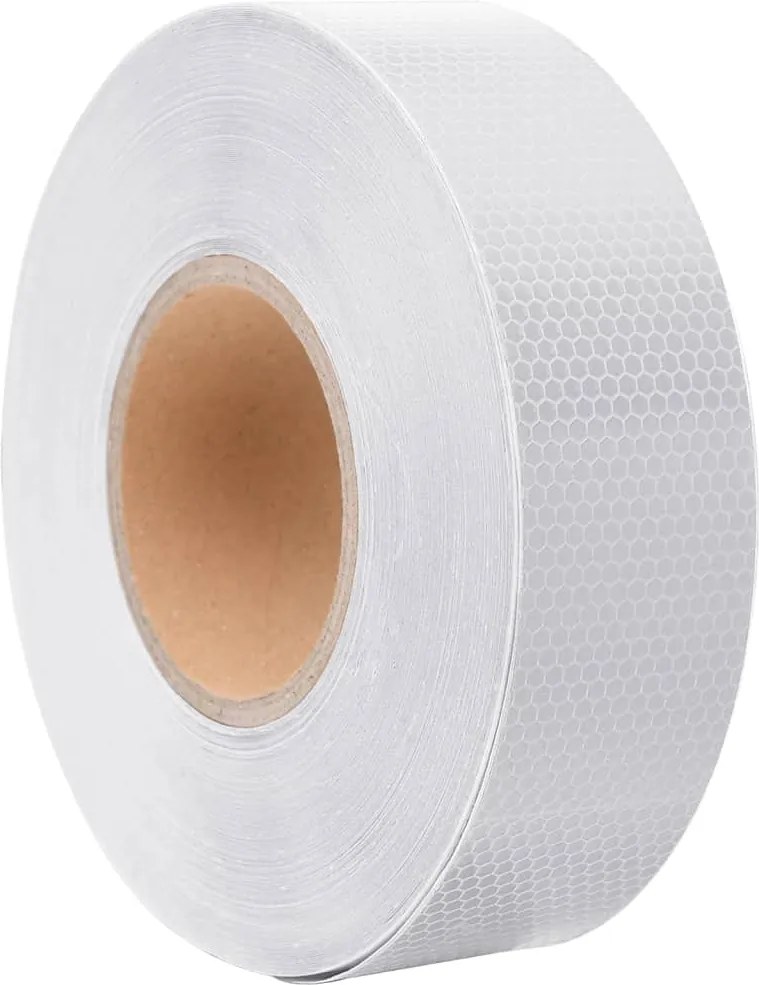 vidaXL Banda reflectorizantă, alb, 5 cm x 50 m, PVC