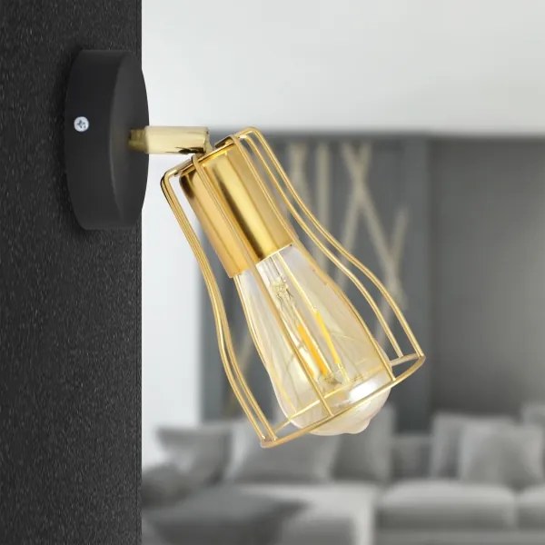 Spot de perete TUBE 1xE27/15W/230V auriu/negru