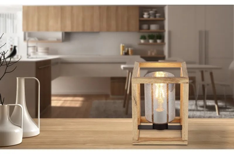 Veioza, lampa de masa design modern PETTEY lemn 15497T GL