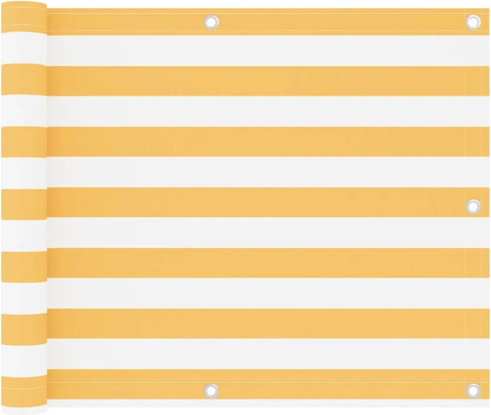 vidaXL Paravan de balcon, alb și galben, 75 x 500 cm, țesătură oxford