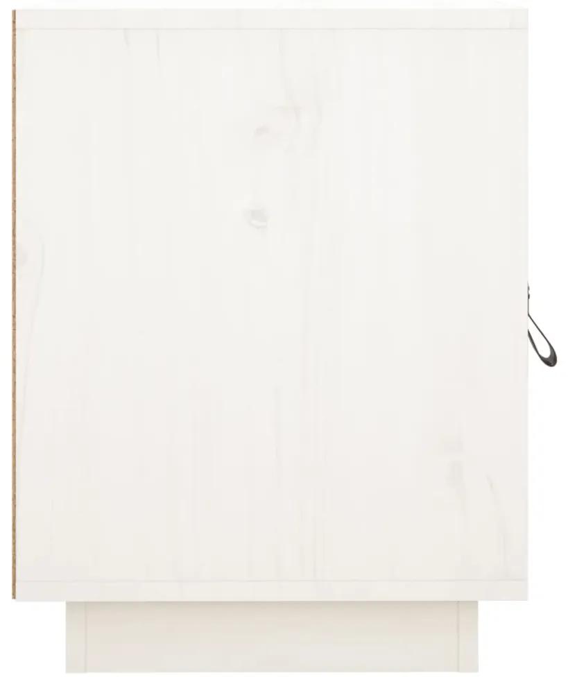 Noptiera, alb, 40x34x45 cm, lemn masiv de pin 1, Alb