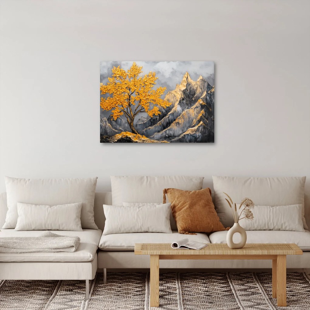 Tablou – Arbore auriu în munți (70x50 cm)
