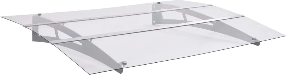 vidaXL Copertină de ușă argintiu și transparent 120x90 cm policarbonat