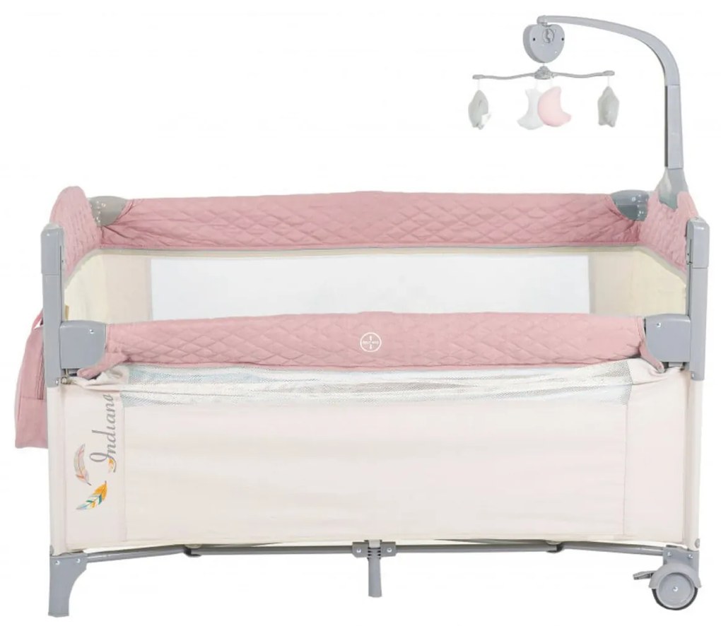 Patut pliant transformabil in tarc copii NOVOKIDS™ Indiana NEST, 62X125 cm, 2 Niveluri, Jucarie Carusel muzical, Fermoar acces lateral, Geanta bebe,