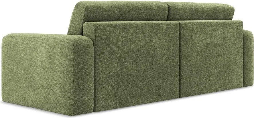 Canapea verde extensibilă/cu spațiu de depozitare cu tapițerie din chenille 252 cm Kona – Makamii