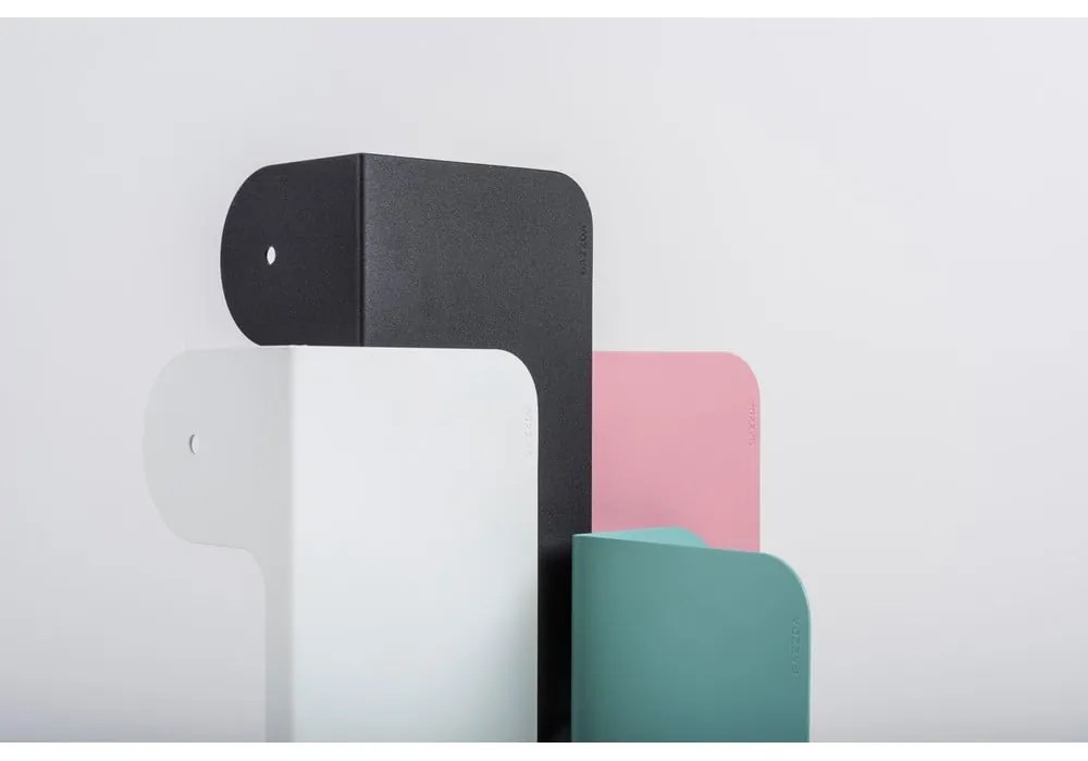 Raft de perete din oțel cu 2 cârlige și detalii din lemn de stejar Gazzda Hook, lungime 50 cm, roz