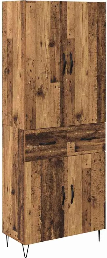 vidaXL Bufet cu sertar 2 pcs Lemn vechi Lemn tehnic și sticlă