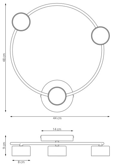 Plafonieră LUCIO 3xGX53/12W/230V negru