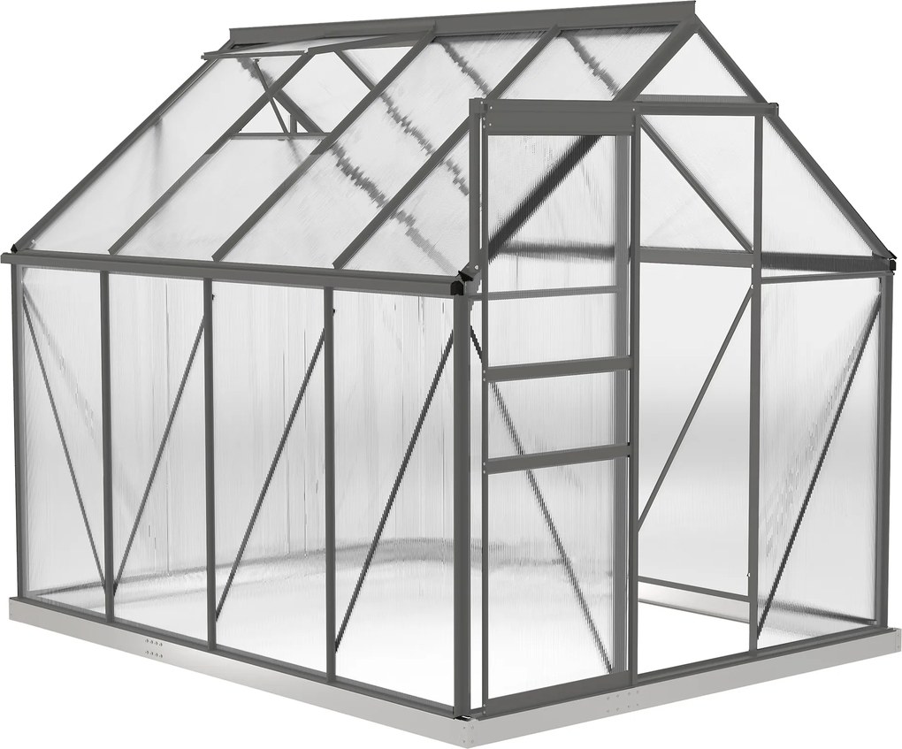 Outsunny Sera Walk-In Aluminiu &amp; Policarbonat – Ventilatie si Jgheab | Aosom Romania