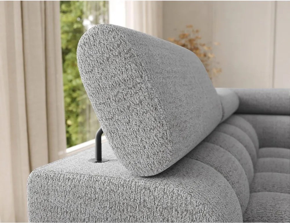 Colțar gri extensibil cu tapițerie din țesătură bouclé (cu colț pe partea stângă/în formă de "U") Feraria – ELTAP