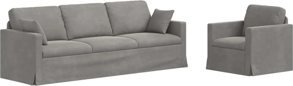 vidaXL Set de canapea 2 pcs Gri deschis 228 x 78 x 80 cm Catifea