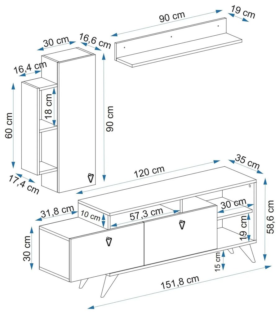 Mobilier living Kisamo 3 (alb) . 1095645