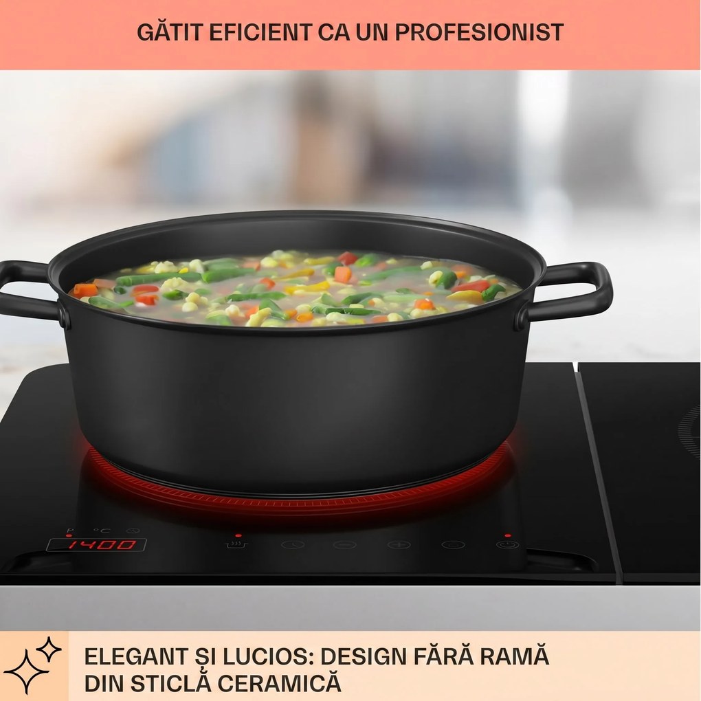 Klarstein Plită dublă cu inducție Cookio 3500W cu temporizator din sticlă ceramică