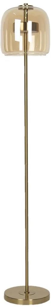 Lampadar cu baza din fier auriu antic cu abajur sticla Ø 24 cm x 135 h